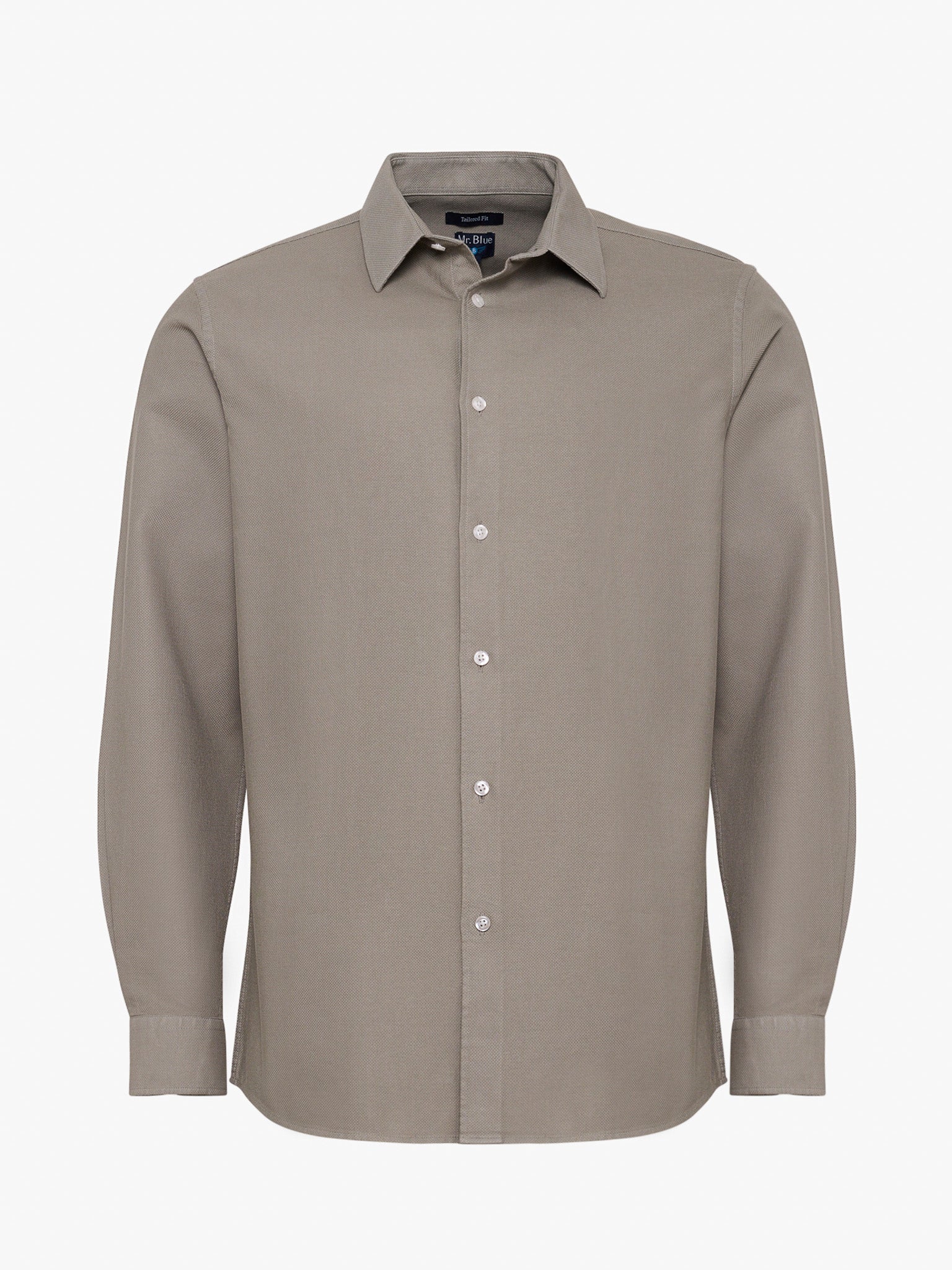 GREEN COTTON SHIRT LONG SLEEVE TAILORED FIT MR. BLUE