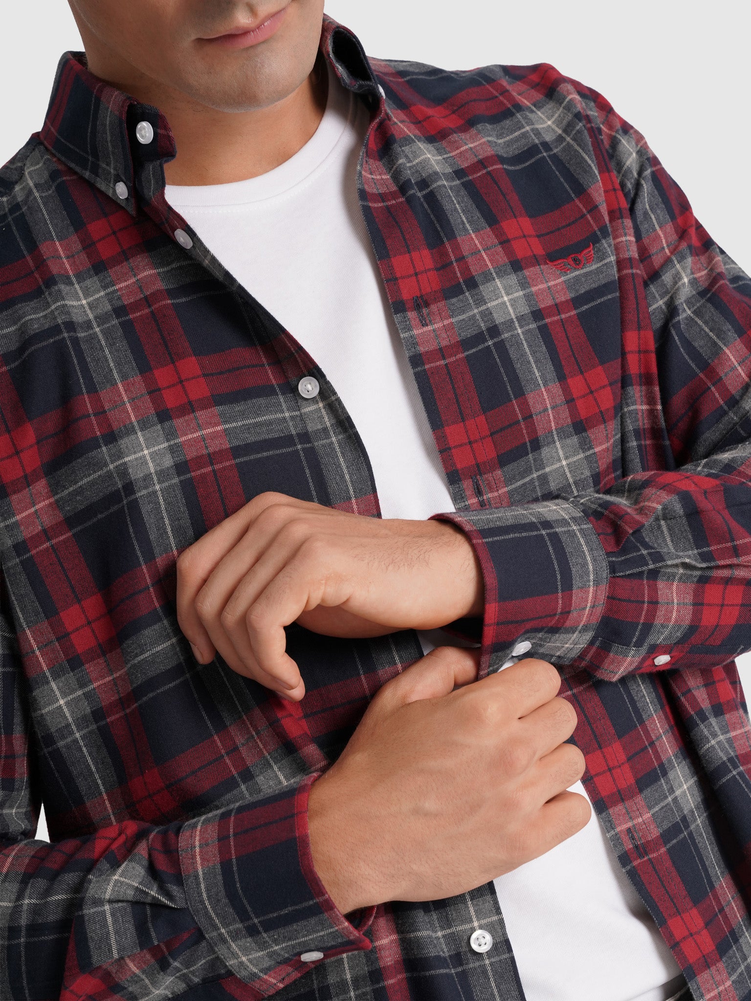 CAMISA FRANELA AZUL MANGA LARGA REGULAR FIT MR. AZUL