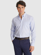 CAMISA ALGODÓN AZUL MANGA LARGA REGULAR FIT MR. AZUL