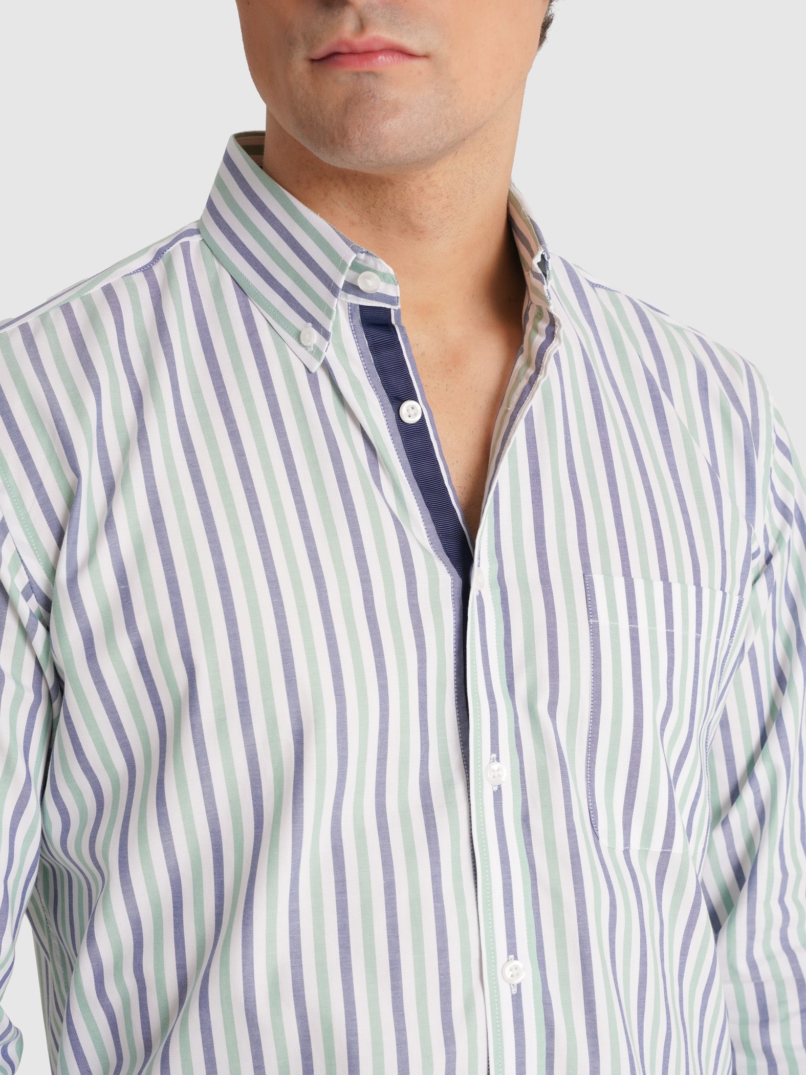 CAMISA ALGODÓN AZUL MANGA LARGA REGULAR FIT MR. AZUL
