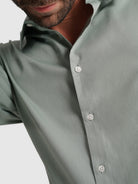 GREEN COTTON SHIRT LONG SLEEVE SLIM FIT MR. BLUE