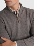 GRAY WOOL PULLOVER WITH REGULAR FIT MR ELBOW PADS. BLUE