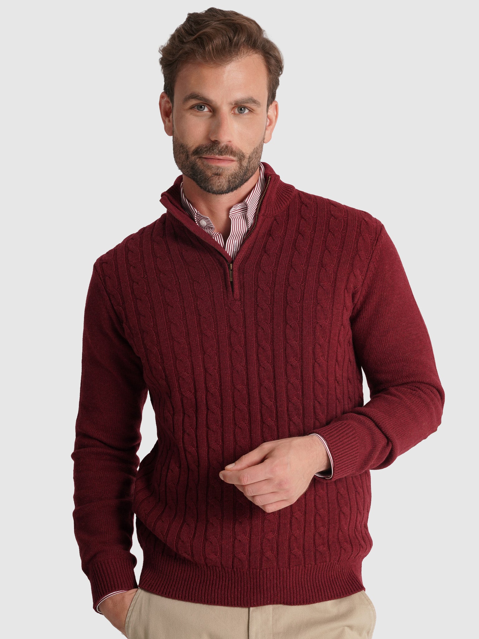 BORDEAUX WOOL PULLOVER WITH REGULAR FIT MR ELBOW PADS. BLUE