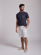 WHITE COTTON BERMUDA REGULAR FIT MR. BLUE