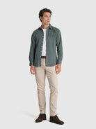 CAMISA BOMBAZINE VERDE MANGA LARGA AJUSTE SASTRERÍA MR. AZUL