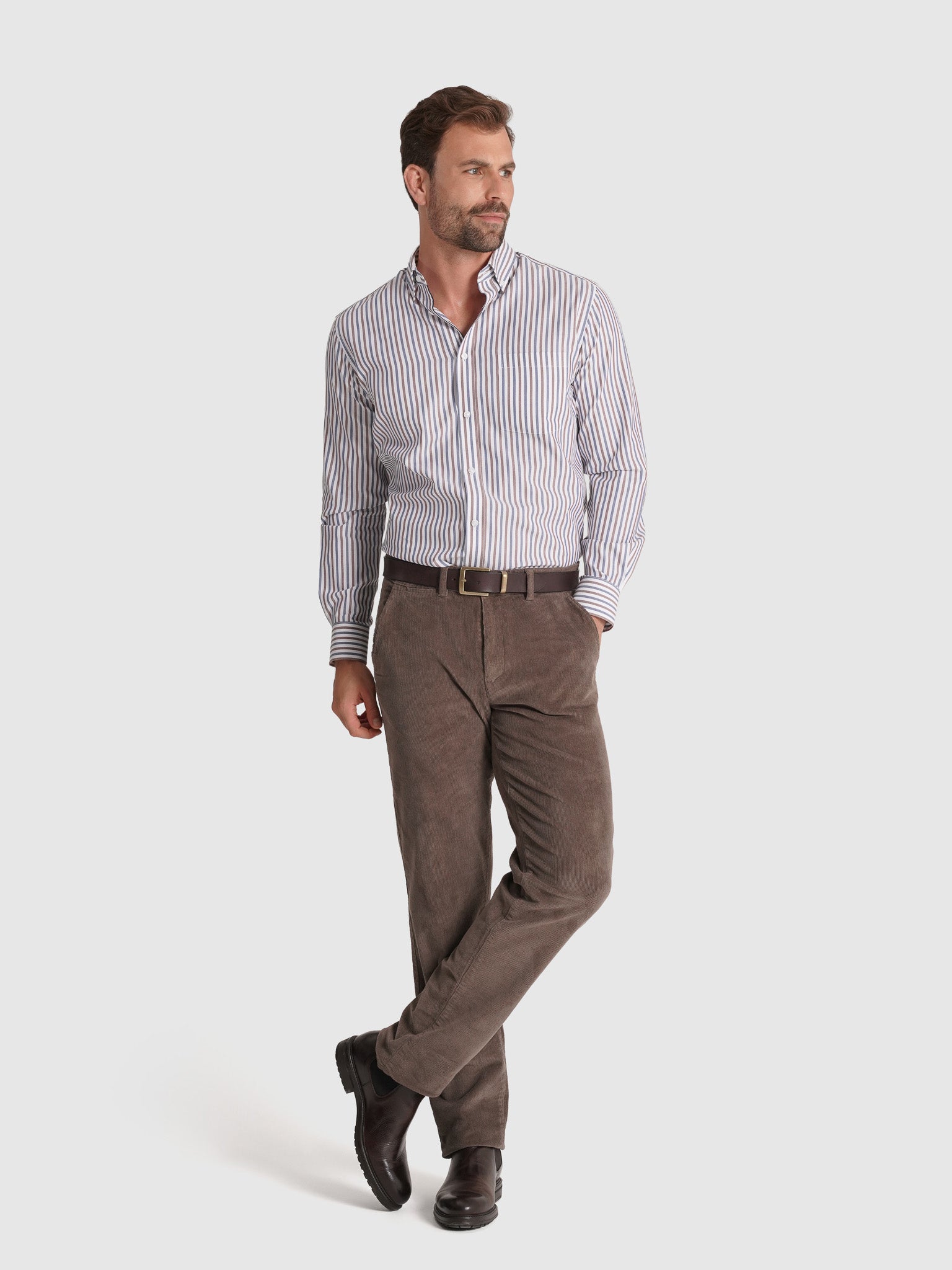 WHITE COTTON SHIRT LONG SLEEVE REGULAR FIT MR. BLUE