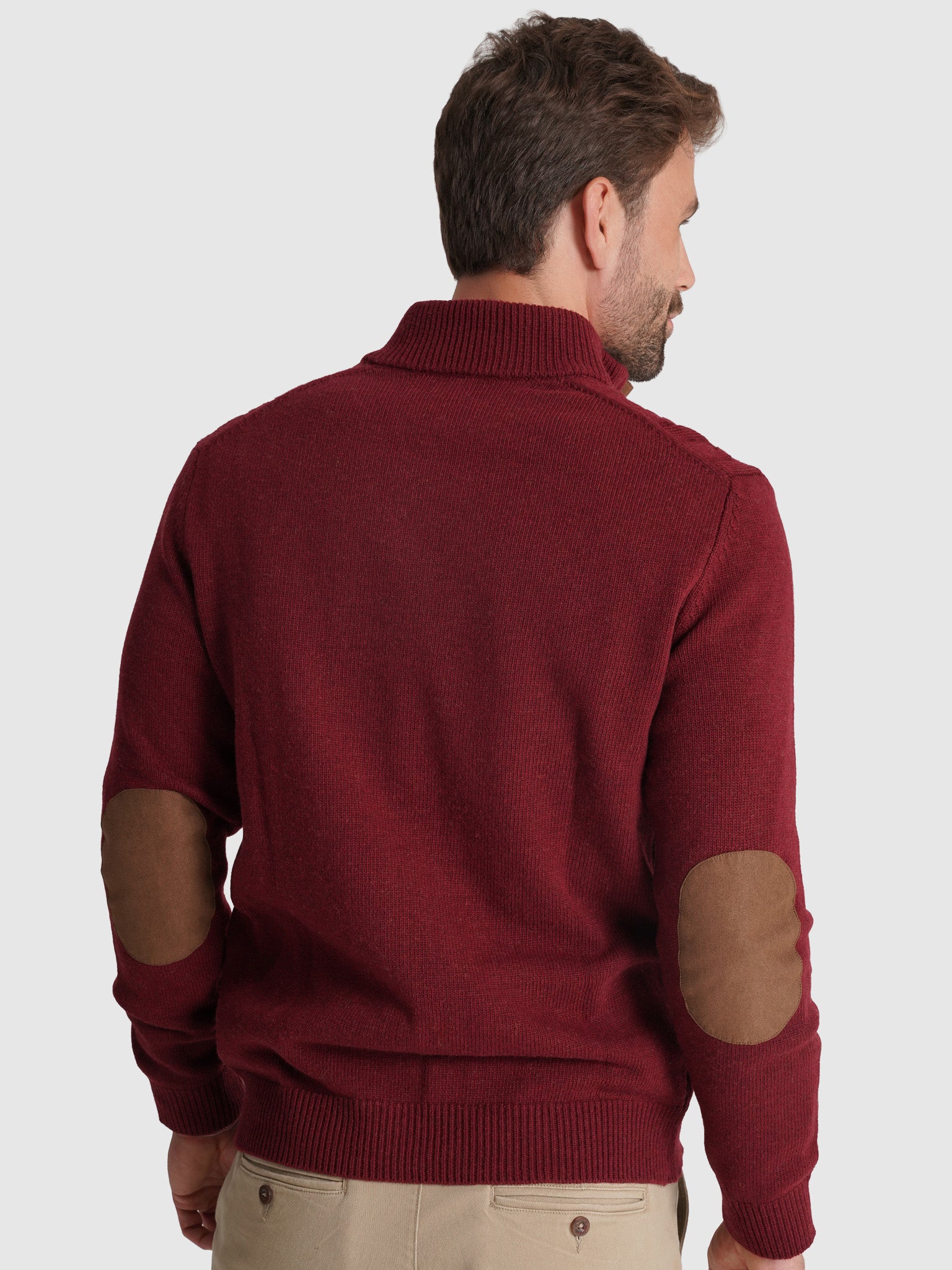 BORDEAUX WOOL PULLOVER WITH REGULAR FIT MR ELBOW PADS. BLUE