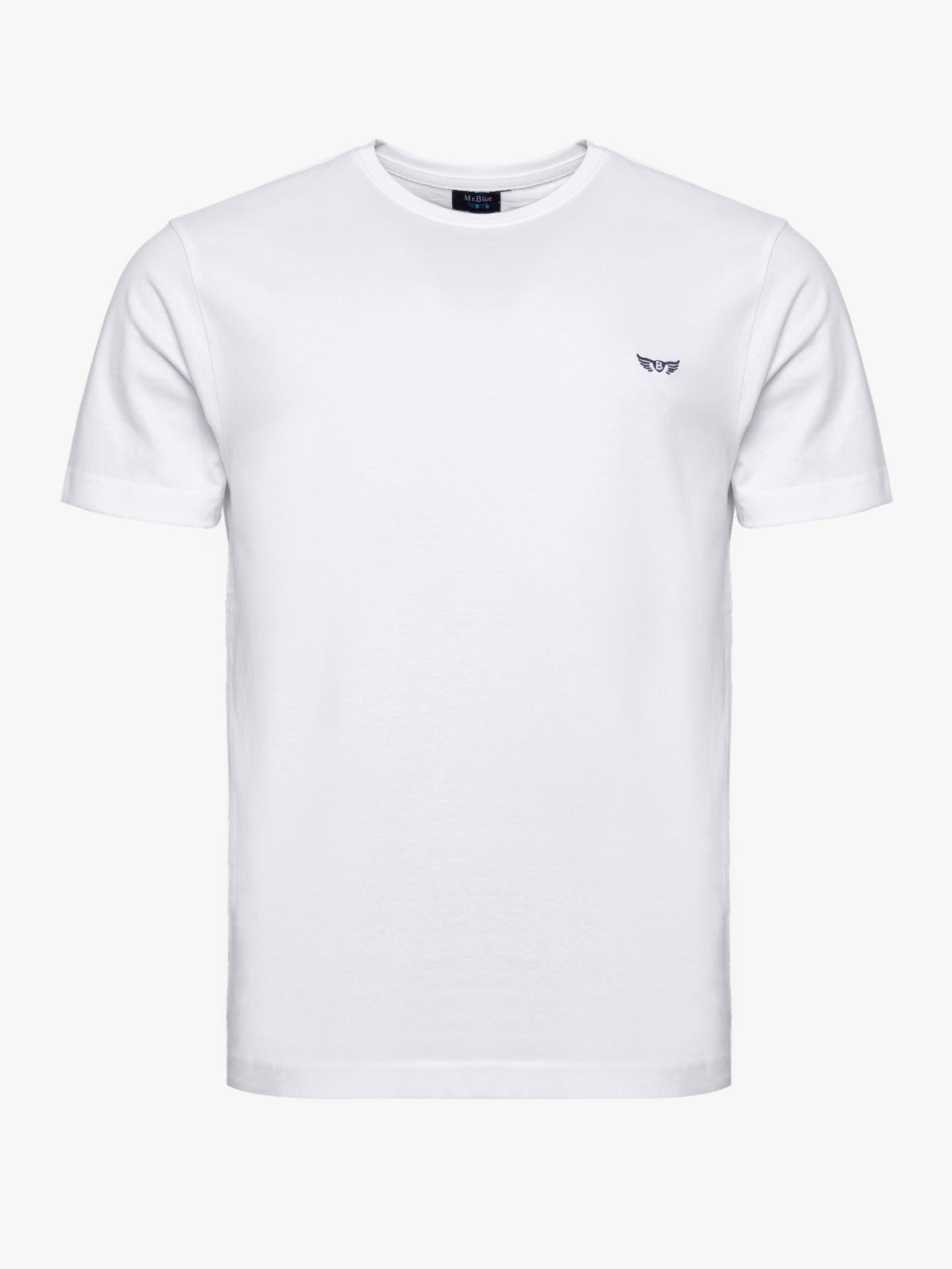 WHITE COTTON T-SHIRT SHORT SLEEVES REGULAR FIT MR. BLUE