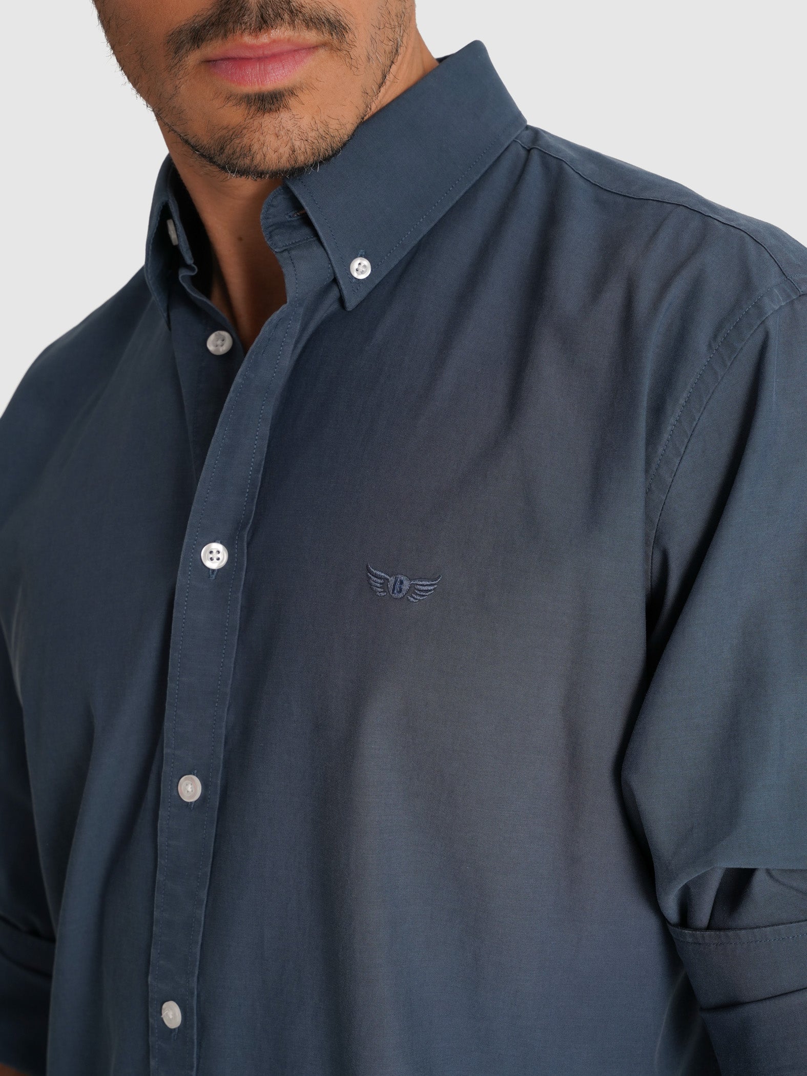 CAMISA MR TENCEL AZUL MANGA LARGA REGULAR FIT. AZUL