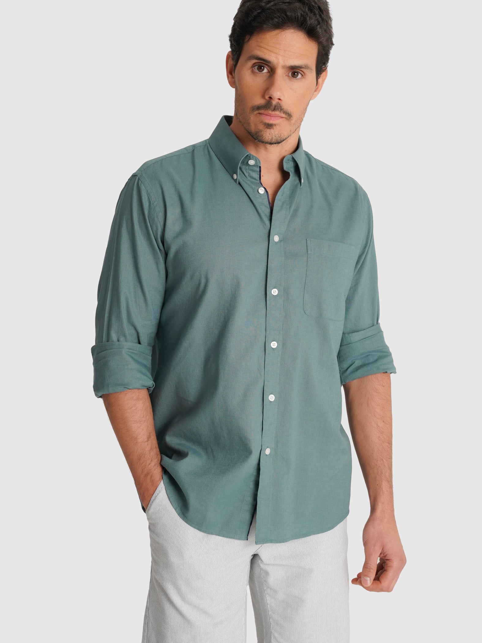 LONG SLEEVE GREEN SHIRT REGULAR FIT MR. BLUE
