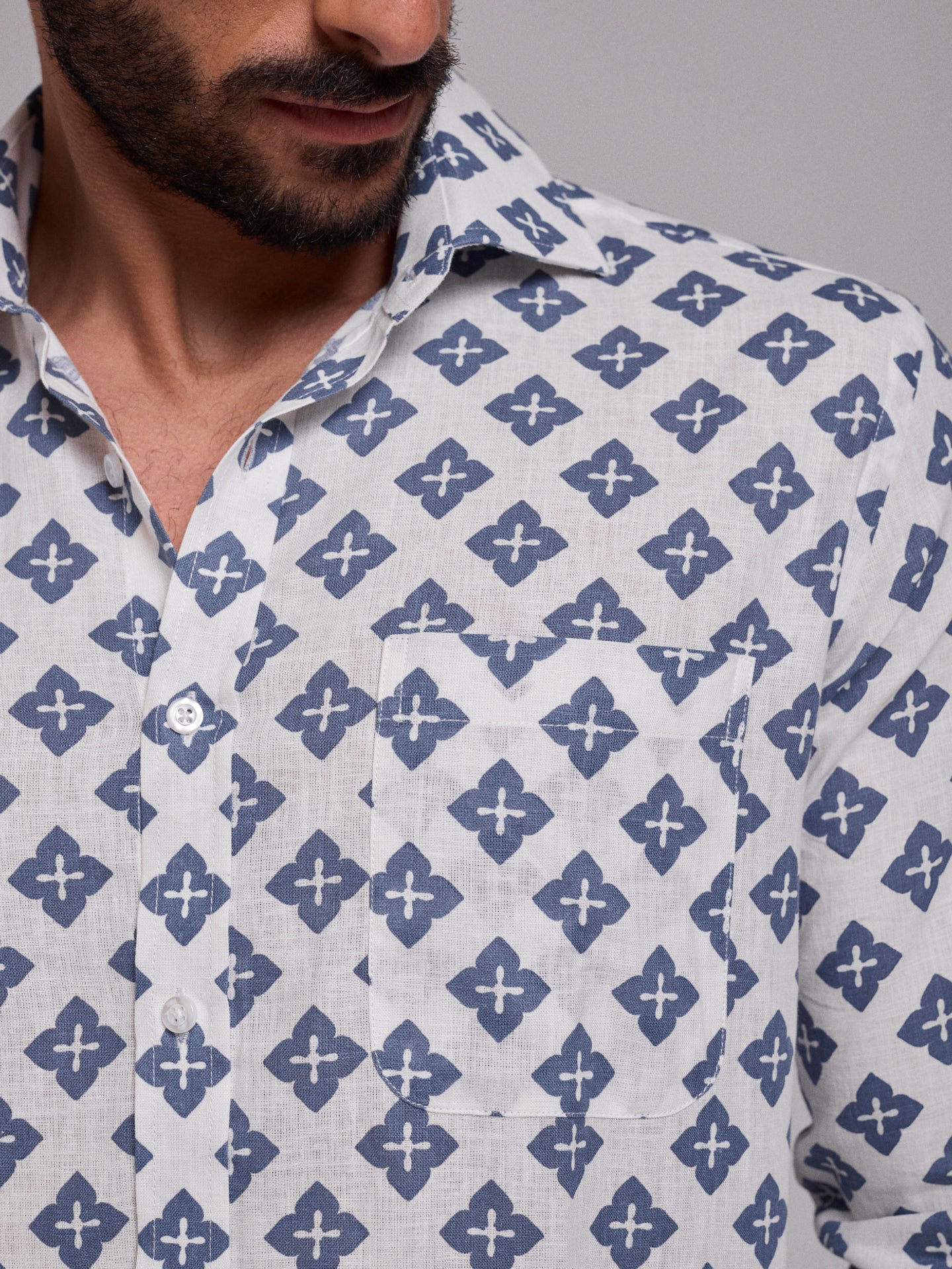 CAMISA LINO AZUL MANGA LARGA REGULAR FIT MR. AZUL