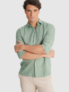TAILORED FIT LONG SLEEVE GREEN SHIRT MARK BELLUCCI