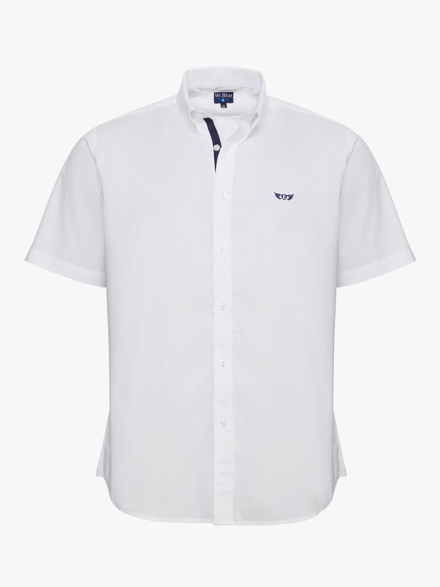 CAMISA ALGODÓN BLANCA MANGA CORTA REGULAR FIT MR. AZUL