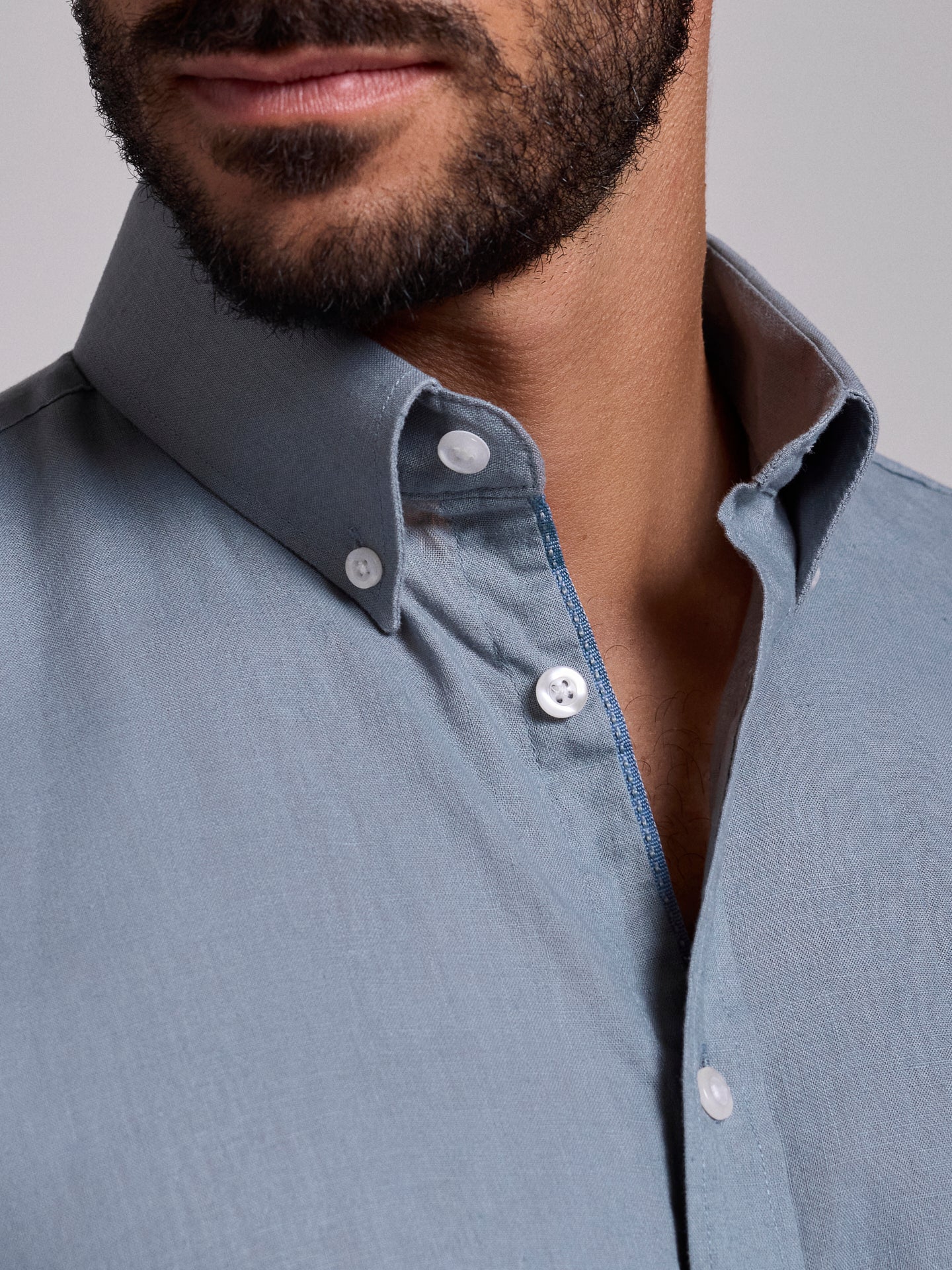 CAMISA LINO AZUL MANGA LARGA REGULAR FIT MR. AZUL