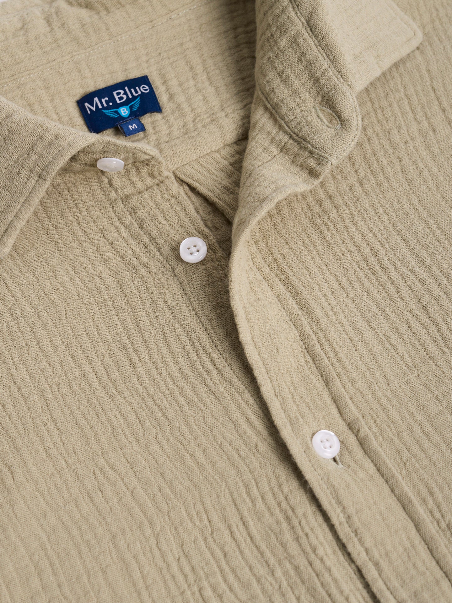 CAMISA ALGODÓN VERDE MANGA CORTA REGULAR FIT MR. AZUL