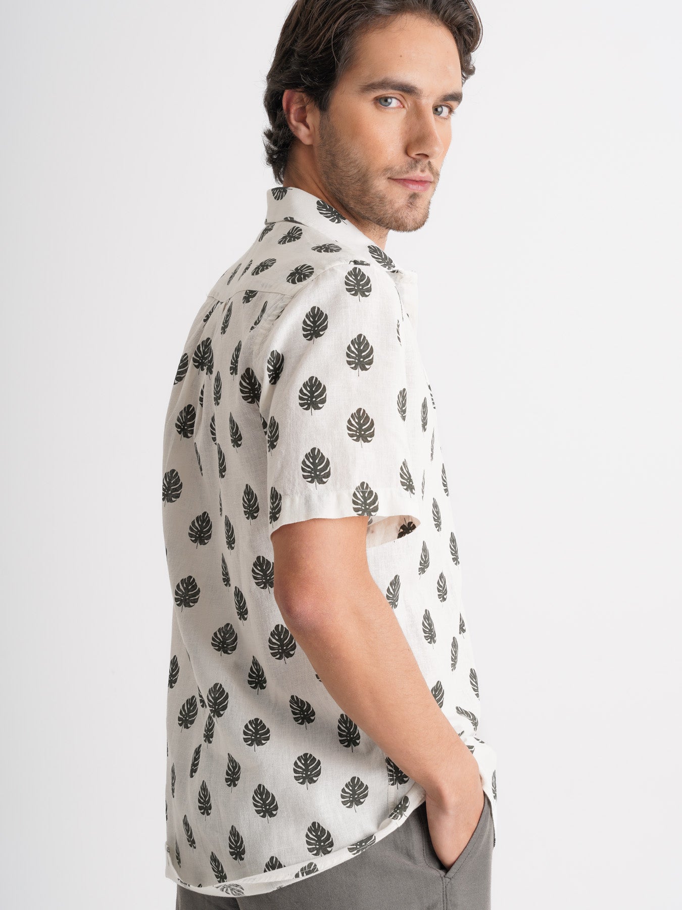 Camisa Regular Fit Lino Gris Mr. Blue