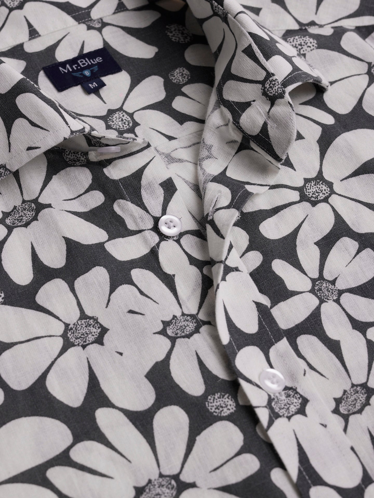 Camisa Regular Fit Lino Gris Mr. Blue