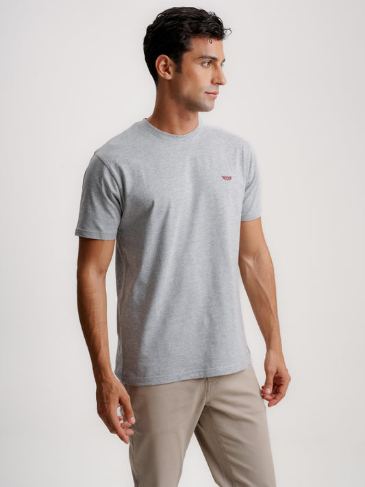 GRAY COTTON T-SHIRT SHORT SLEEVES REGULAR FIT MR. BLUE