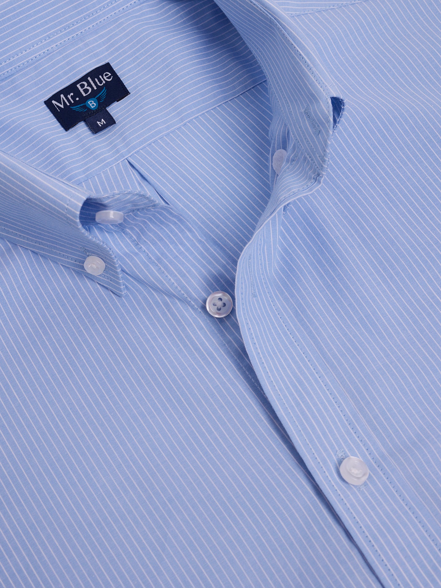 CAMISA ALGODÓN AZUL MANGA CORTA REGULAR FIT MR. AZUL