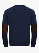 PULLOVER FINO AZUL COM COTOVELEIRA REGULAR FIT MR. BLUE