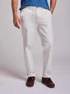 WHITE COTTON TROUSERS REGULAR FIT MR. BLUE