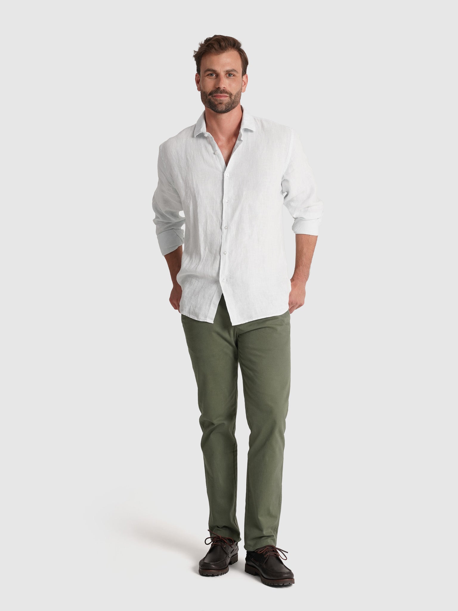 CAMISA LINO AZUL MANGA LARGA SASTRERÍA MARK BELLUCCI