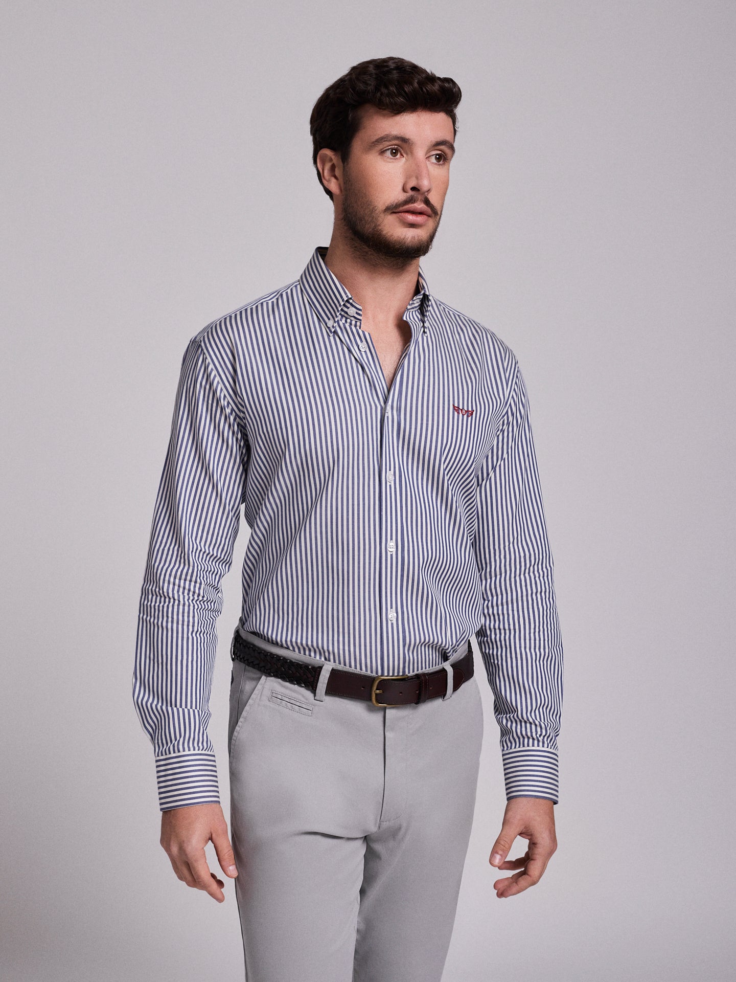 CAMISA ALGODÓN AZUL MANGA LARGA REGULAR FIT MR. AZUL