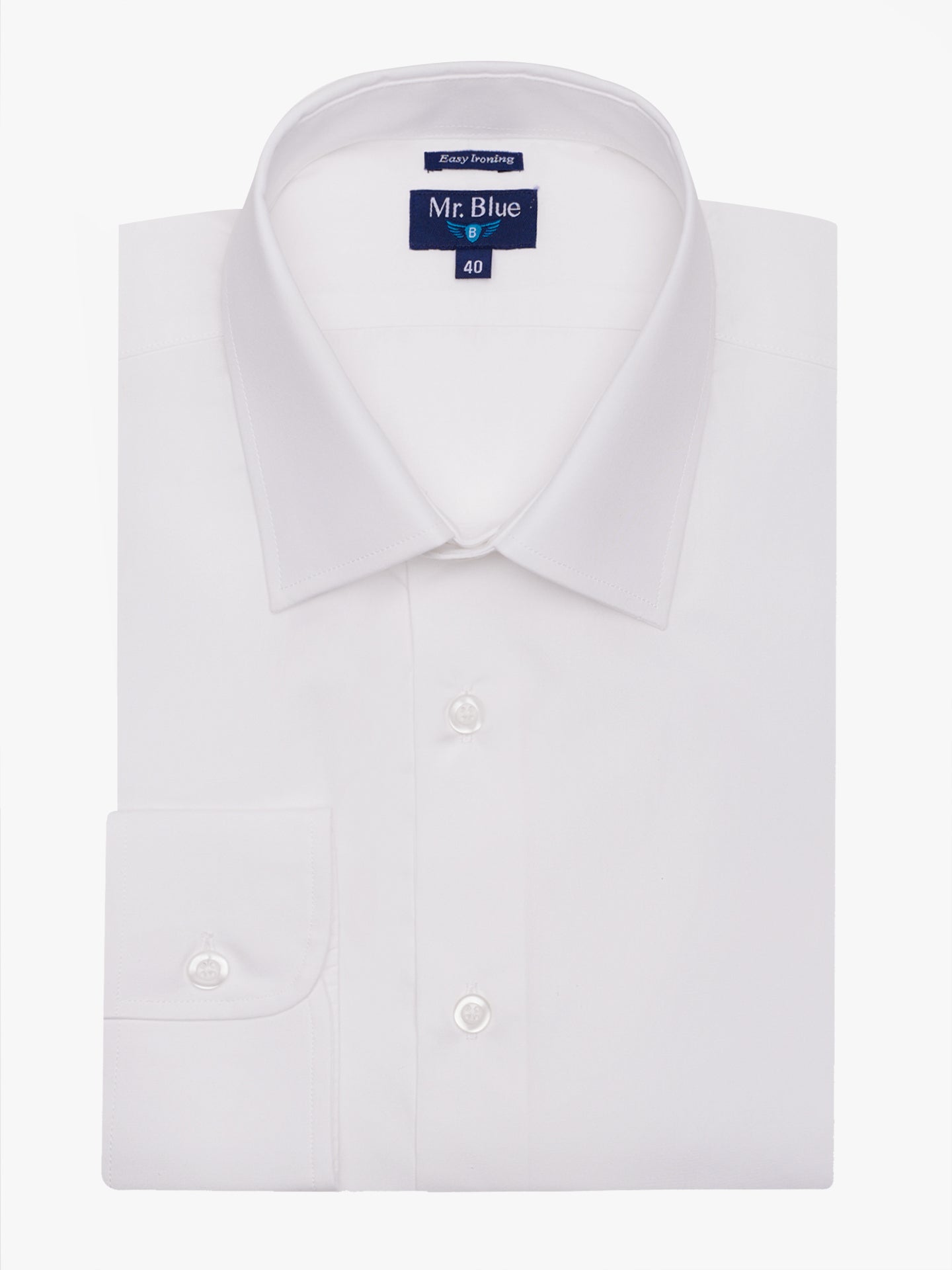 CAMISA DE ALGODÓN BLANCA MANGA LARGA CLASSIC FIT MR. AZUL