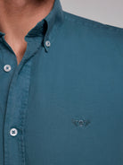 GREEN COTTON SHIRT SHORT SLEEVE REGULAR FIT MR. BLUE