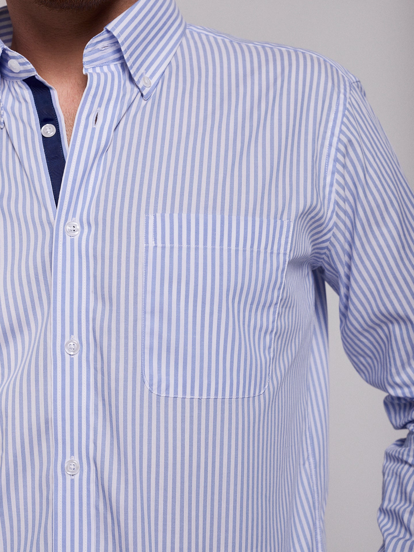 CAMISA ALGODÓN AZUL MANGA LARGA REGULAR FIT MR. AZUL