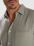 GREEN SHIRT SHORT SLEEVE REGULAR FIT MR. BLUE