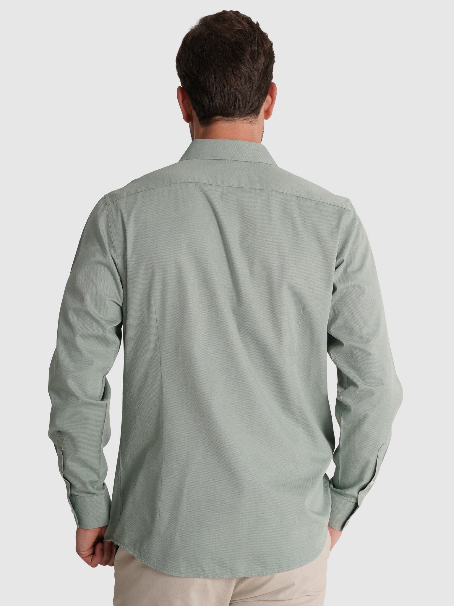 Camisa Algodão Verde Manga Comprida Slim Fit Mr. Blue