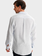 BLUE LINEN SHIRT LONG SLEEVE TAILORED FIT MARK BELLUCCI