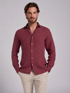 CAMISA LINO BURDEOS MANGA LARGA SASTRERÍA MARK BELLUCCI