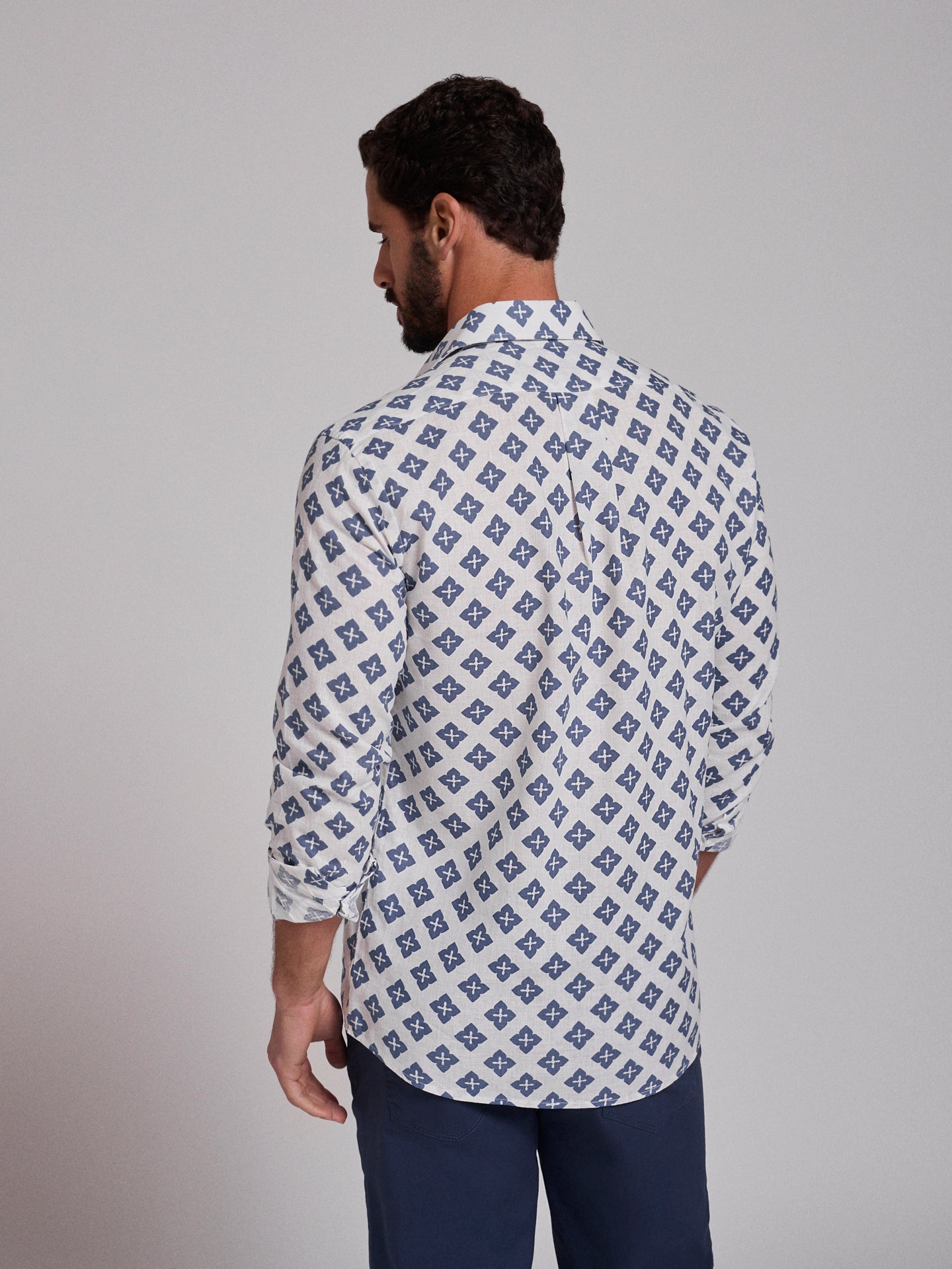 CAMISA LINO AZUL MANGA LARGA REGULAR FIT MR. AZUL