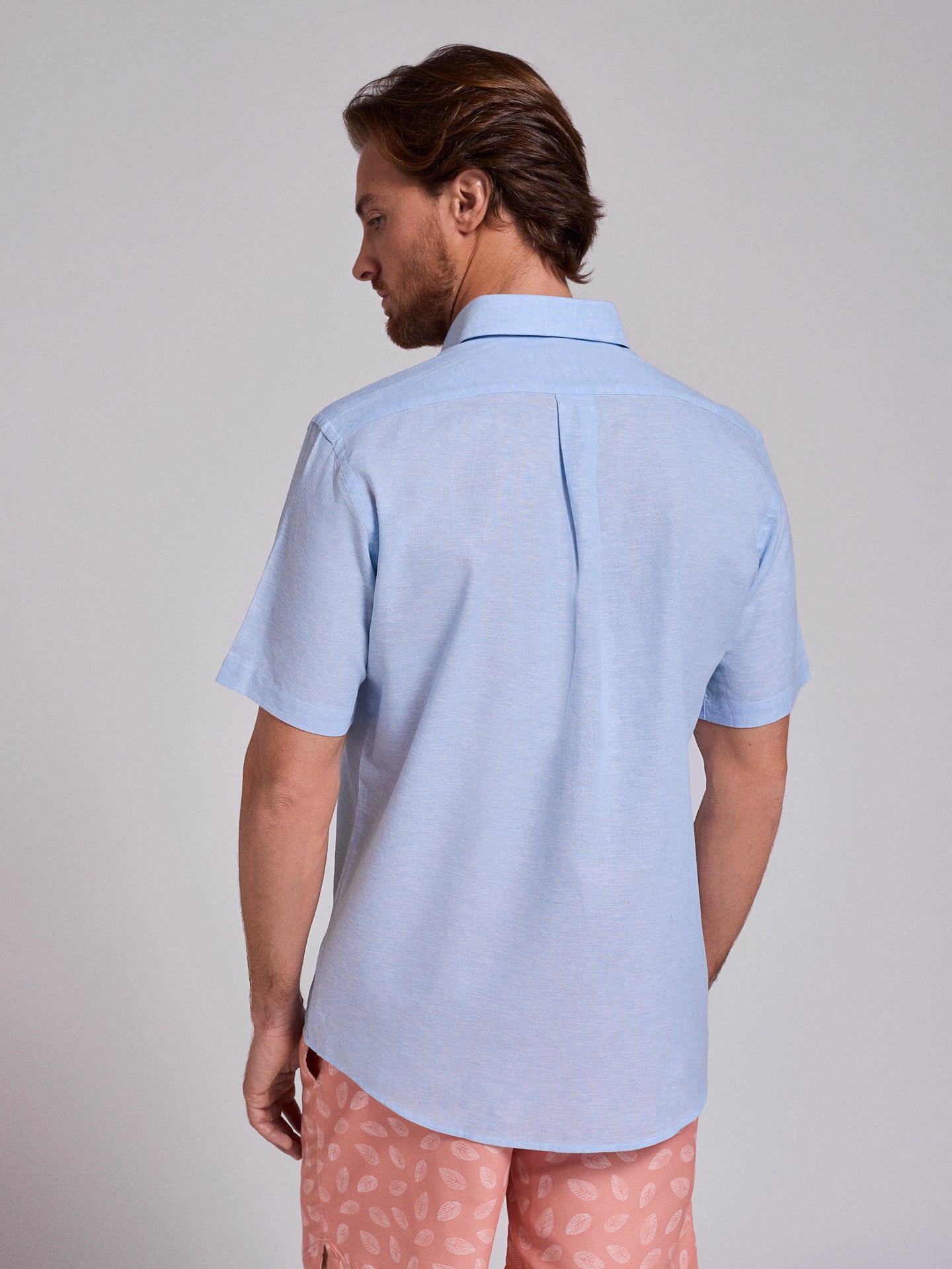 CAMISA LINO AZUL MANGA CORTA REGULAR FIT MR. AZUL