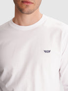 WHITE COTTON T-SHIRT LONG SLEEVE REGULAR FIT MR. BLUE