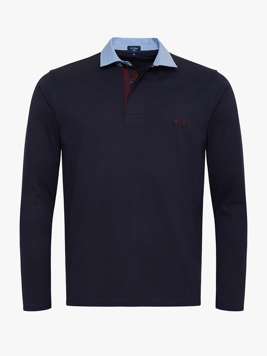 RUGBIE ALGODÃO AZUL MANGA COMPRIDA REGULAR FIT MR. BLUE