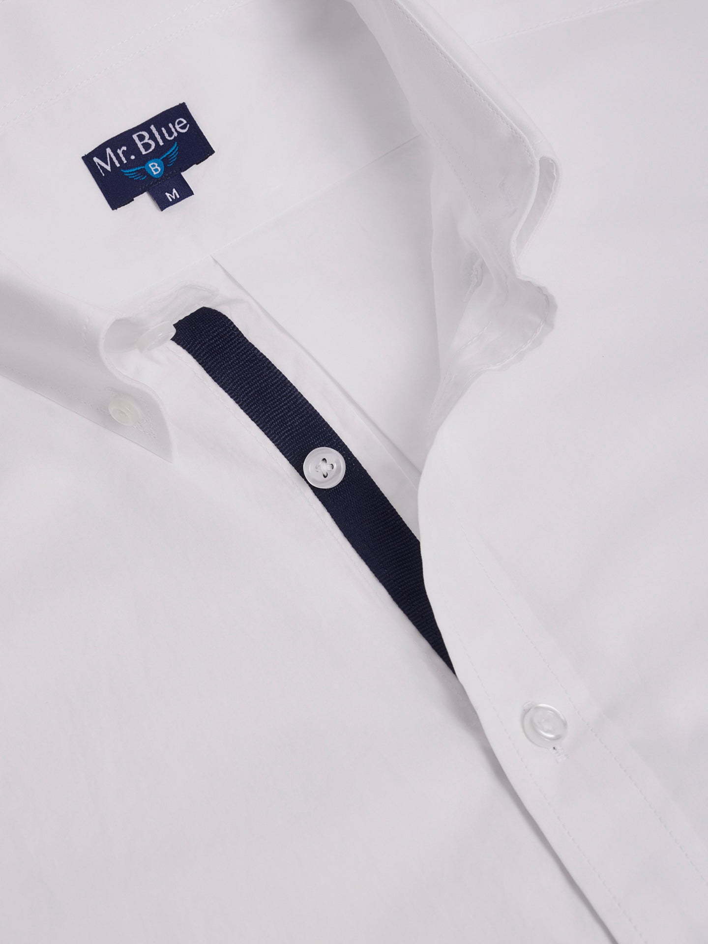 CAMISA ALGODÓN BLANCA MANGA CORTA REGULAR FIT MR. AZUL