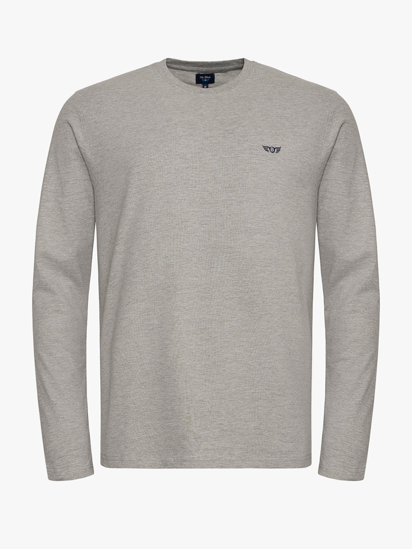 GRAY COTTON T-SHIRT LONG SLEEVE REGULAR FIT MR. BLUE