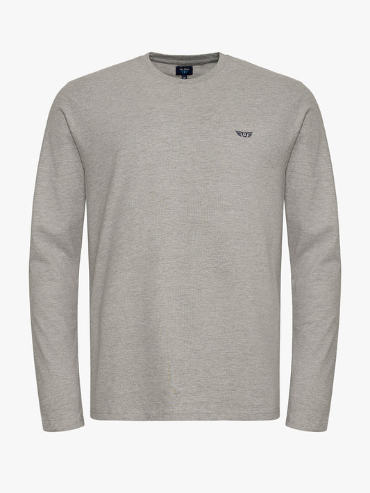 GRAY COTTON T-SHIRT LONG SLEEVE REGULAR FIT MR. BLUE