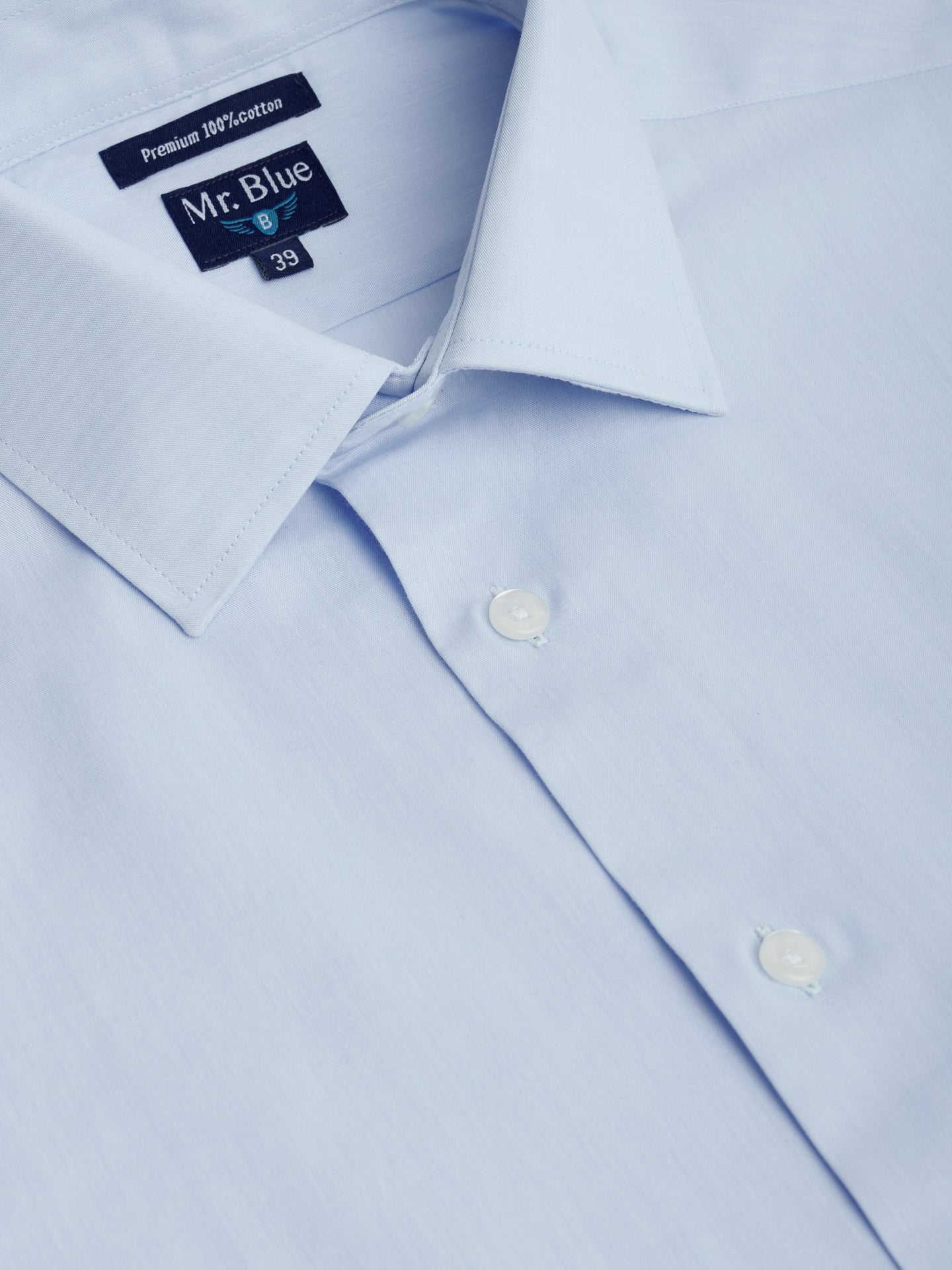 LONG SLEEVE BLUE POPPLINE SHIRT CLASSIC FIT MR. BLUE