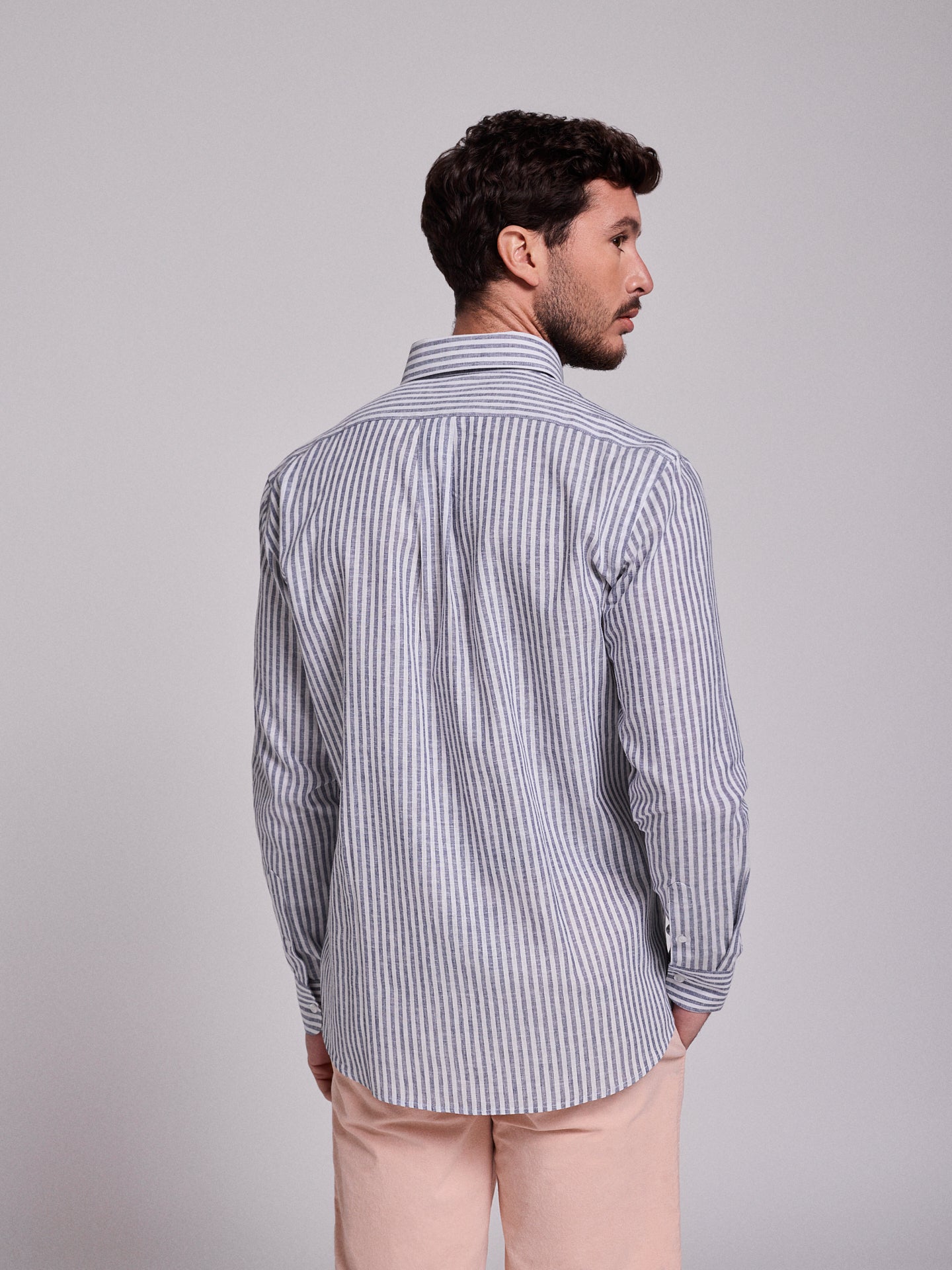 BLUE LINEN SHIRT LONG SLEEVE REGULAR FIT MR. BLUE