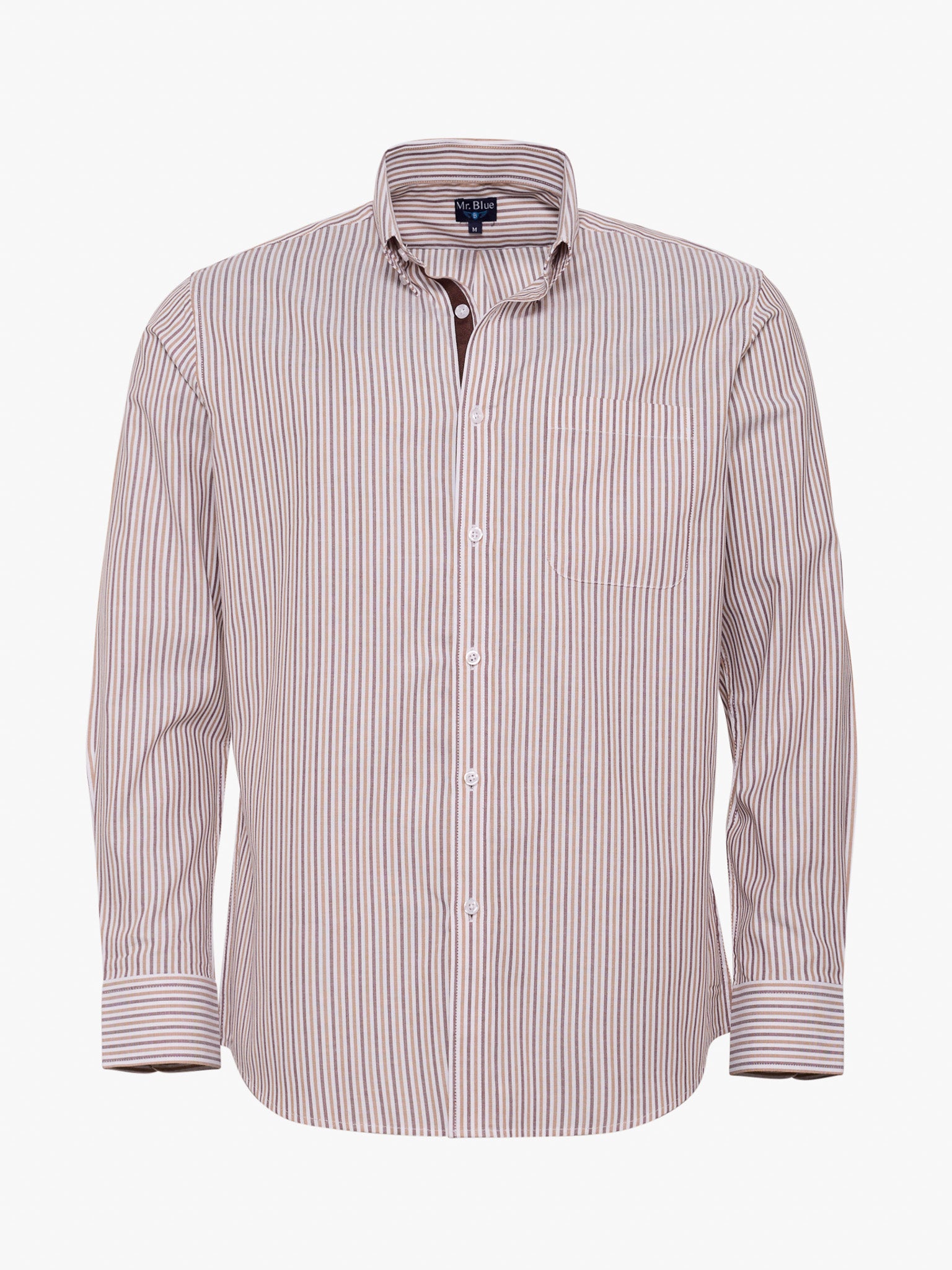 Camisa Algodão Castanha Manga Comprida Regular Fit Mr. Blue