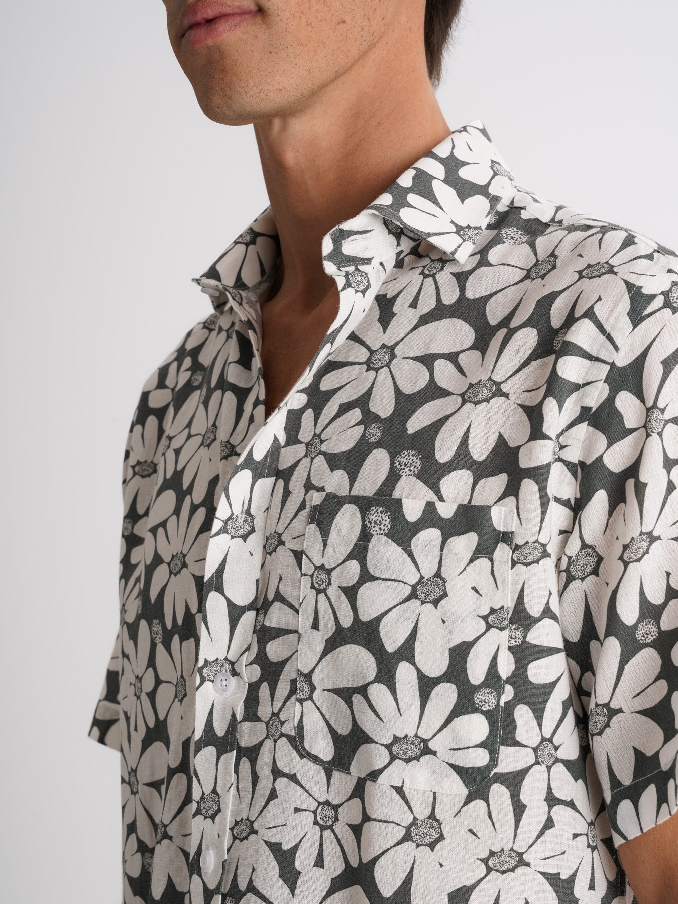 Camisa Regular Fit Lino Gris Mr. Blue
