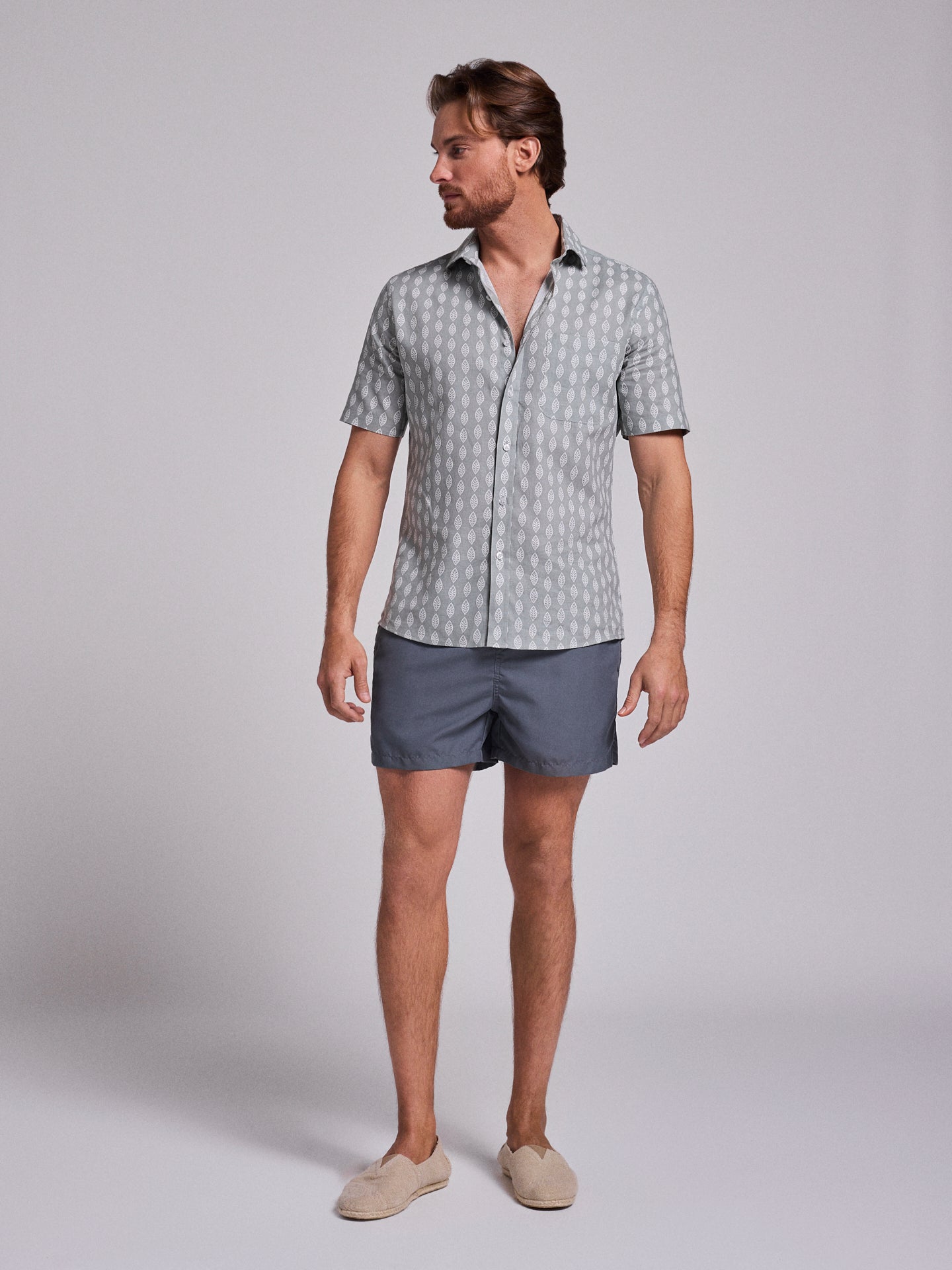 GREEN LINEN SHIRT SHORT SLEEVE REGULAR FIT MR. BLUE