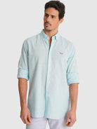 BLUE LONG SLEEVE REGULAR FIT MR SHIRT. BLUE