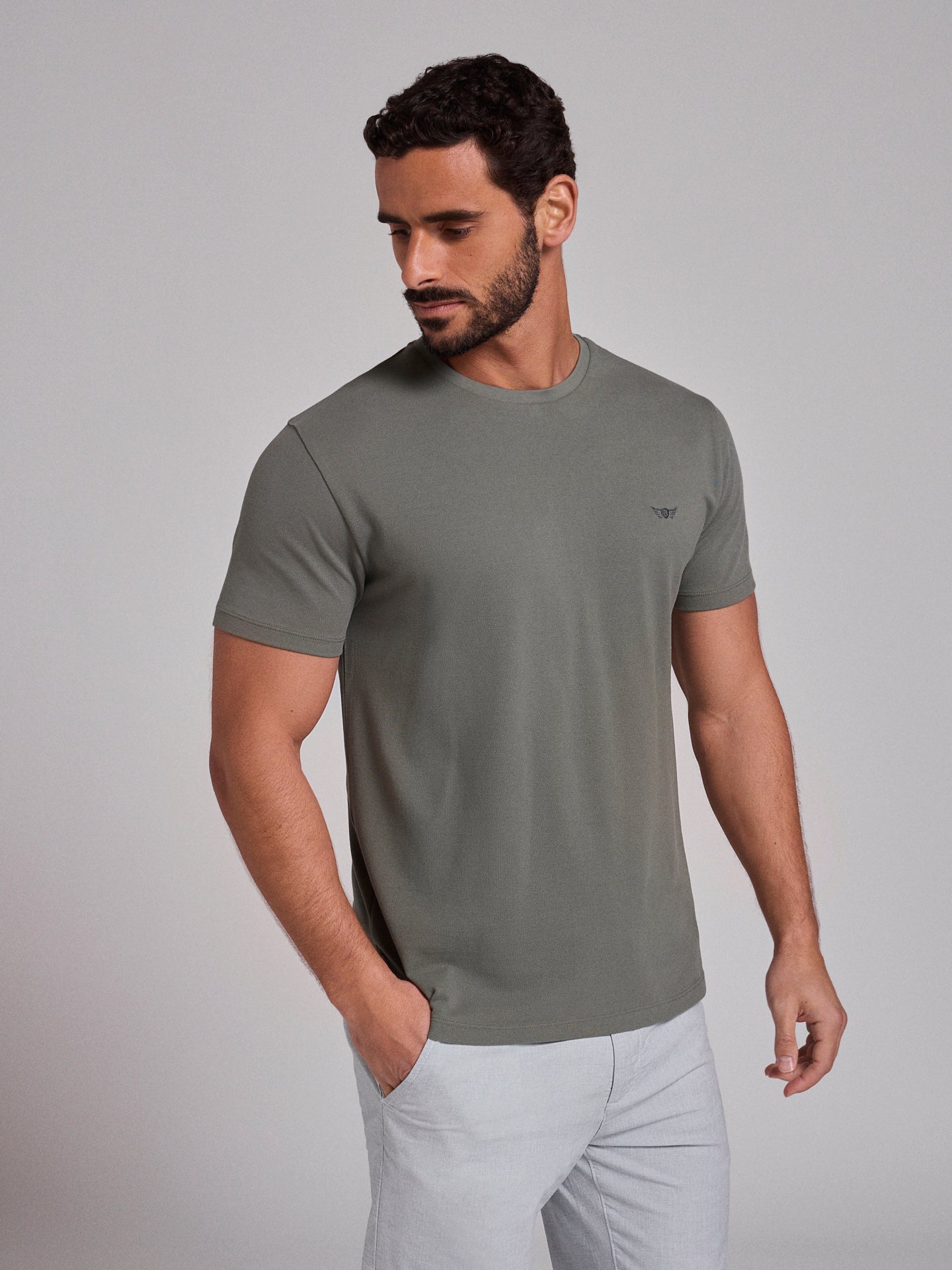 CAMISETA ALGODÓN VERDE MANGA CORTA REGULAR FIT MR. AZUL