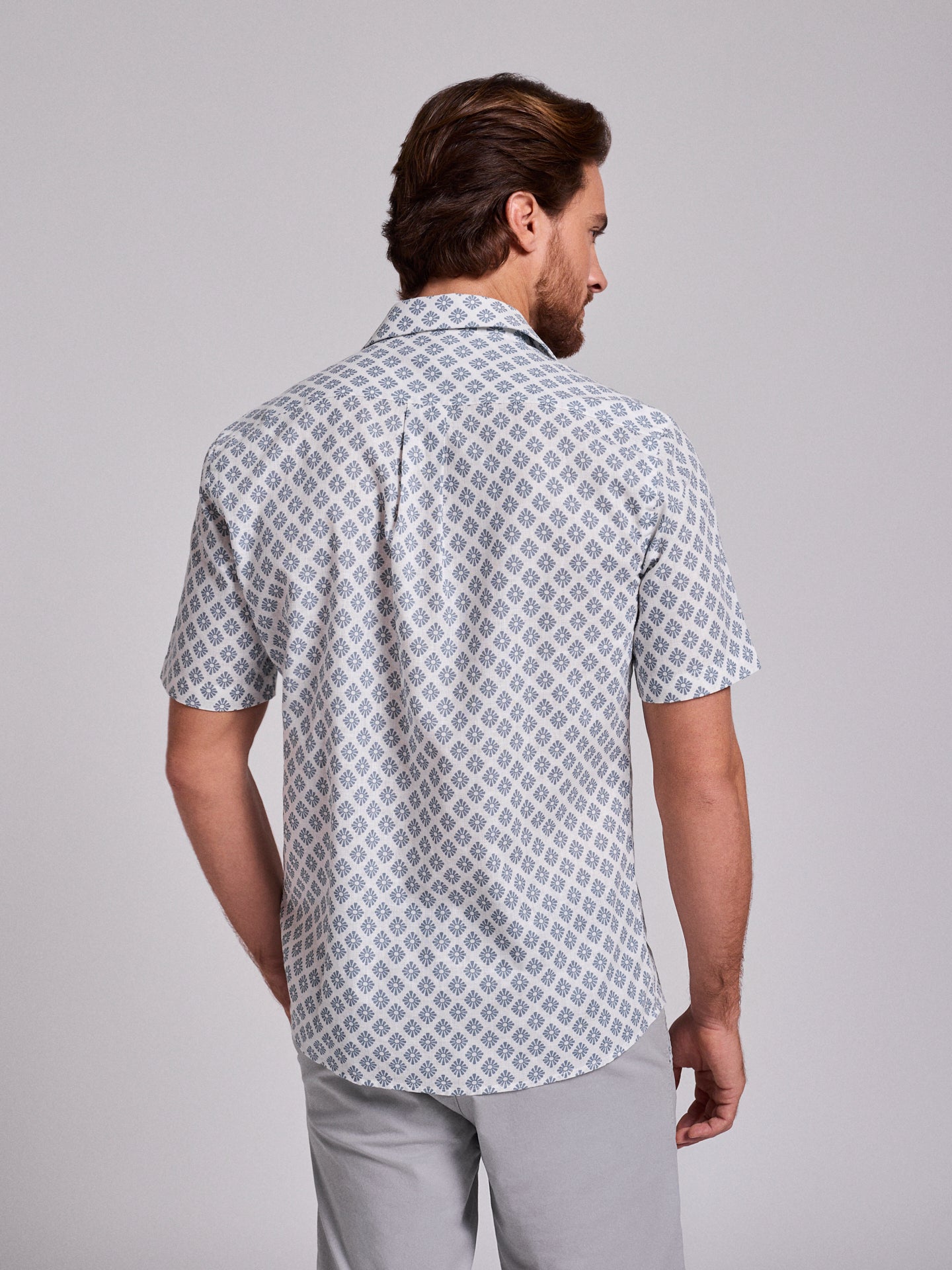 BLUE LINEN SHIRT SHORT SLEEVE REGULAR FIT MR. BLUE
