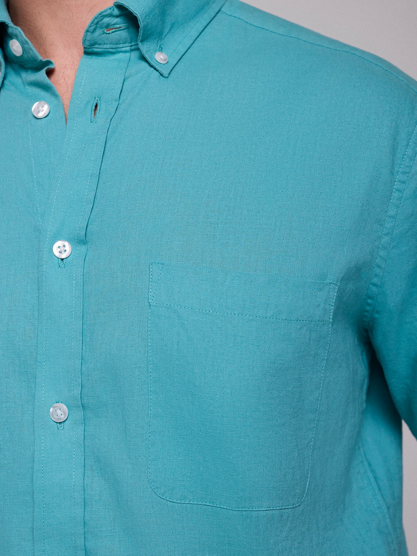 BLUE LINEN SHIRT SHORT SLEEVE REGULAR FIT MR. BLUE